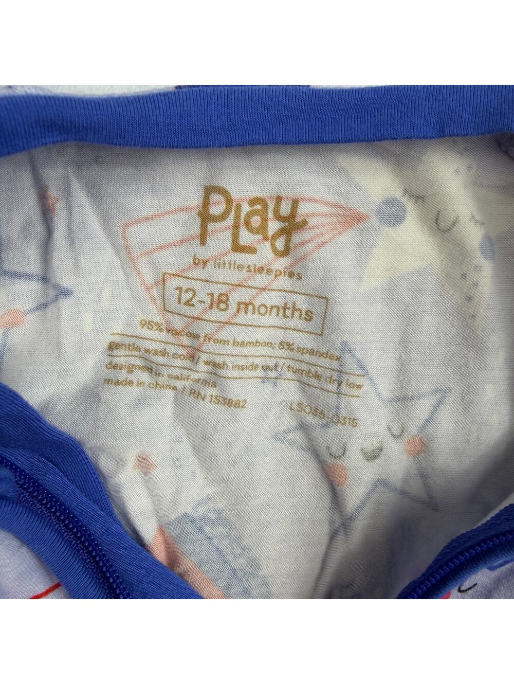 Play by Little Sleepies Baby Romper 12-18M Stars Bamboo Zip Pajamas - Picture 4 of 6